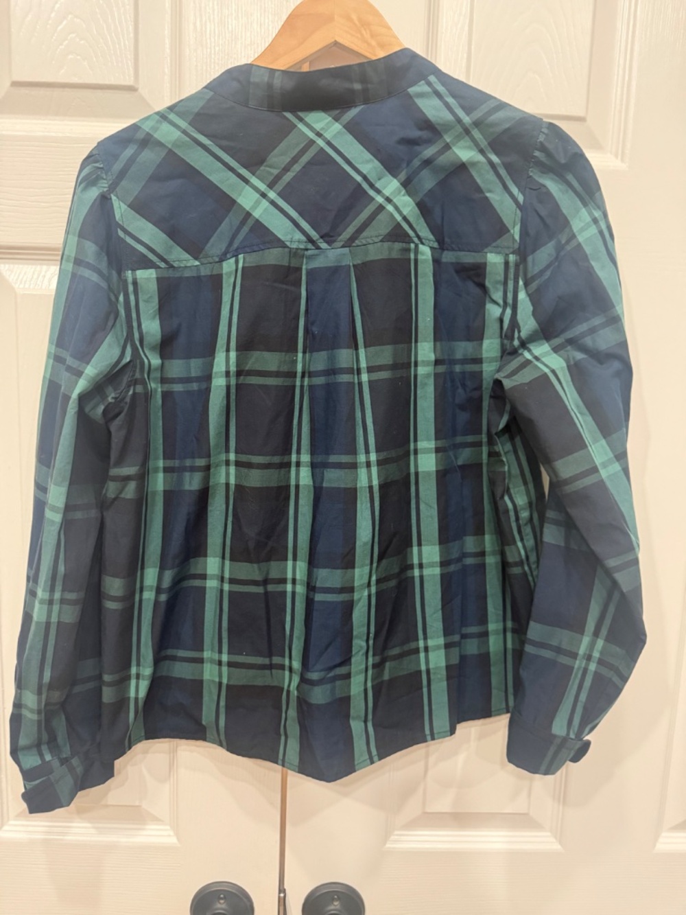 J. Crew Fresco Top With Jewel Buttons In Black Watch Tartan Plaid - Picture 9 of 9